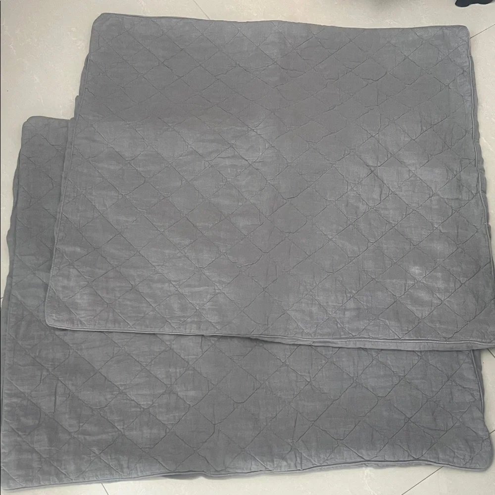 Restoration Hardware Gray Quilted Euro Pillow Set